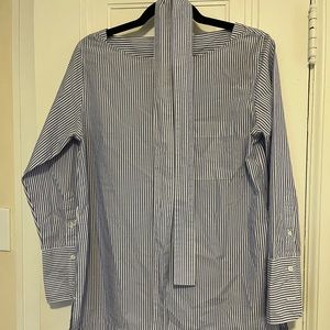 Striped tunic top with tie